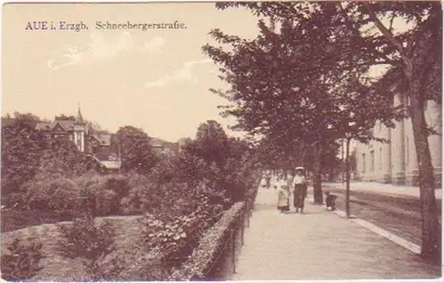 28661 Ak Aue im Erzgebirge Schneebergerstraße um 1910