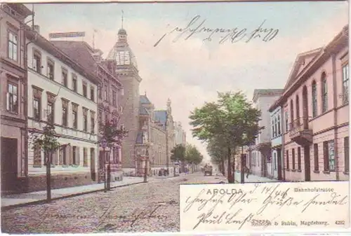 28648 Ak Apolda Bahnhofstrasse m. Hotel Kaiserhof 1906