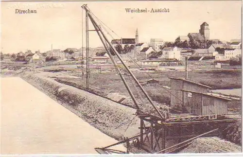 28579 Ak Dirschau Westpreußen Weichsel Ansicht um 1920