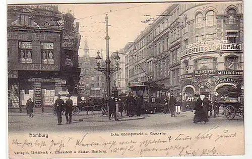 28571 Ak Hamburg Ecke Rödingsmarkt & Graskeller 1907