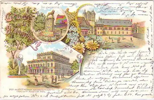 28519 Ak Lithographie Gruss de Braunschweig 1899
