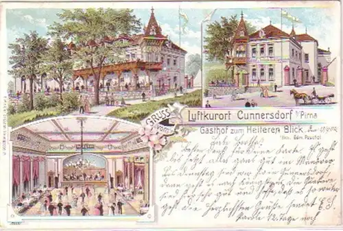 28515 Ak Litho Gruß aus Cunnersdorf bei Pirna 1902