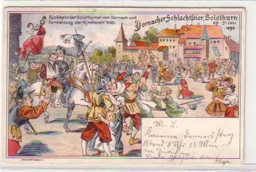 28499 Ak Solothurn Dornacher Schlachtfeier Juli 1899