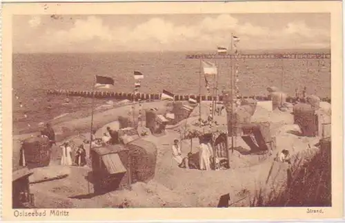 28494 Ak Ostseebad Müritz Strand mit Strandkörben 1925