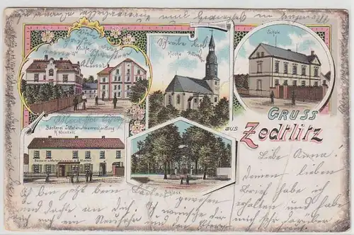 28489 Ak Lithographie Gruss aus Zedlitz bei Borna 1902