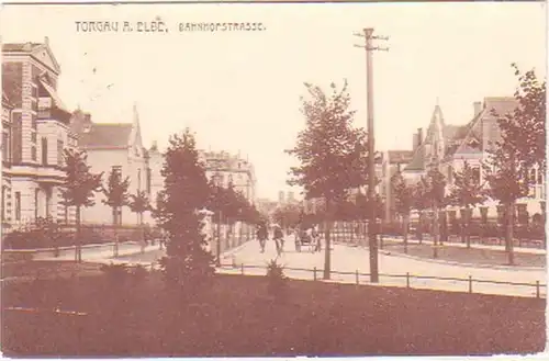 28469 Ak Torgau an der Elbe Bahnhofstraße 1918