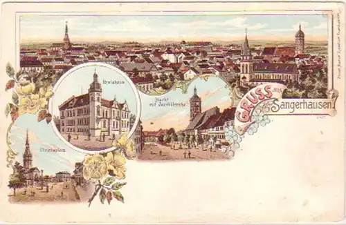 28456 Ak Lithographie Gruss aus Sangerhausen um 1900