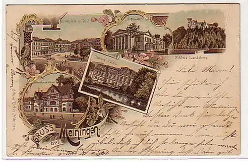 28429 Ak Lithographie Gruss aus Meiningen 1898