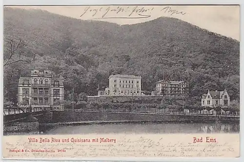 28404 Ak Bad Ems Villa Bella Riva mit Malberg 1903