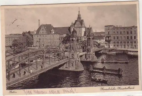 28400 Ak Stettin Hansabrücke Hauptzollamt um 1930