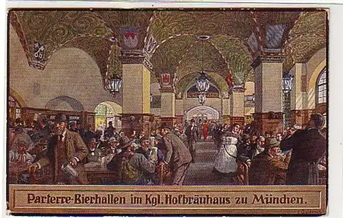 28369 Ak Munich kgl. Hofbräuhaus Parterre Bierhallen