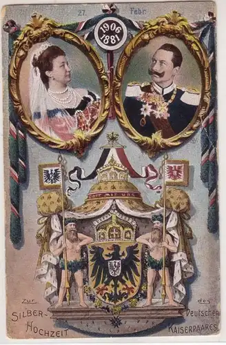 28358 Ak Au mariage d'argent de la paire impériale allemande 1906