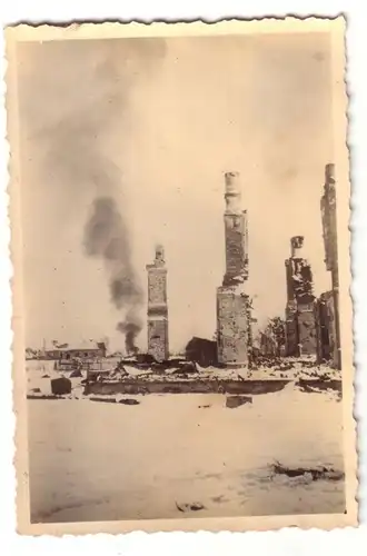 28312 Photo originale Russie détruit le village ruines maisons 2e guerre mondiale