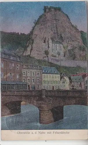 28244 Ak Oberstein près de la ville avec l'église rocheuse 1912