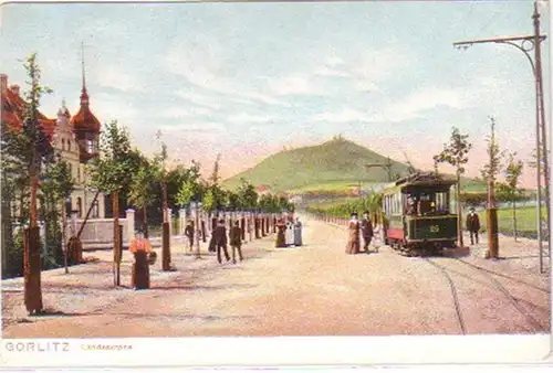 28227 Ak Görlitz Landeskrone Straßenbahn um 1910