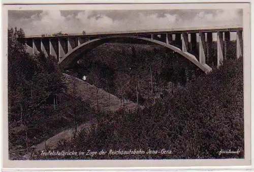 28202 Ak Teufelstalbrücke Reichsautobahn Jena-Gera 1920