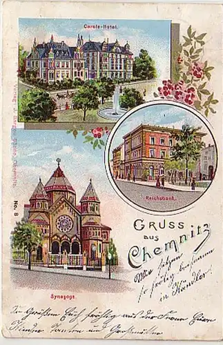 28178 Ak Gruß aus Chemnitz Synagoge usw. 1902