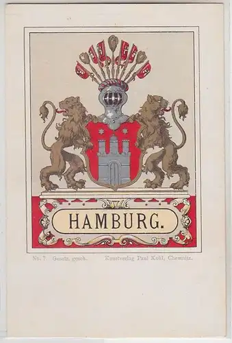 28146 Armoiries Ak Lithographie Libre et hanséatique Hambourg vers 1900