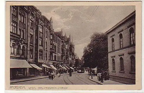 28130 Ak Pforzheim westl Karl-Friedrich-Strasse um 1920
