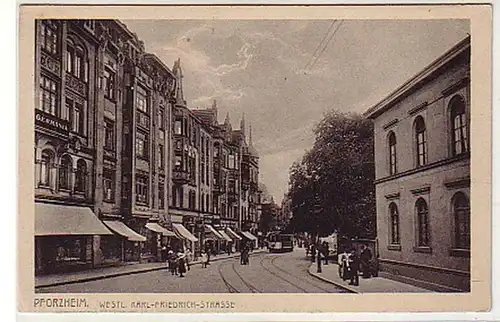 28130 Ak Pforzheim westl Karl-Friedrich-Strasse vers 1920