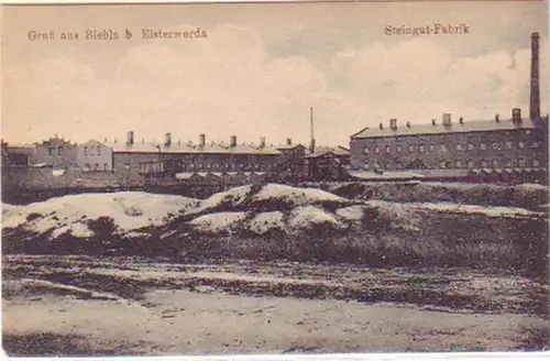 28126 Ak Gruß aus Biehla Steingut Fabrik um 1925