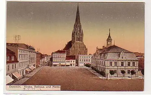 28088 Ak Demmin Kirche, Rathaus und Markt 1924