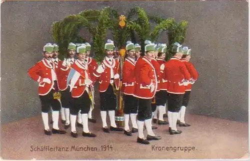 28047 Ak Schäfflertanz München Kronengruppe 1914