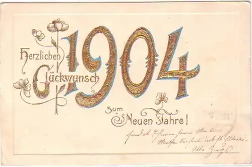 28009 Präge Neujahrs Ak mit Jahreszahl 1904
