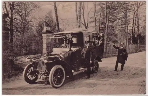 28000 Ak Knautkleeberg altes Automobil vor Eingangstor um 1910