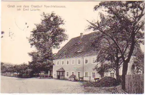 27956 Ak Gruß aus dem Gasthof Spechtshausen 1914