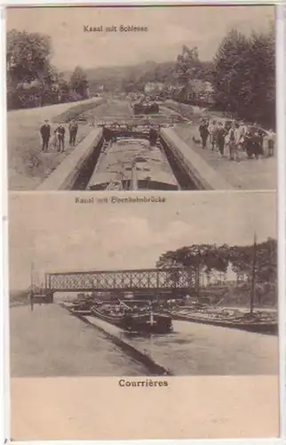 27935 Ak Courrieres Canal avec pont ferroviaire vers 1915