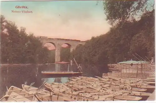 27907 Ak Görlitz Neisse Viaduct mit Booten um 1910