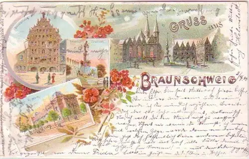 27878 Ak Lithographie Gruss aus Braunschweig 1900