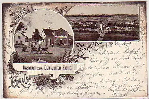 27866 Ak Lithographie Gruß aus Zeschwitz Gasthof 1898