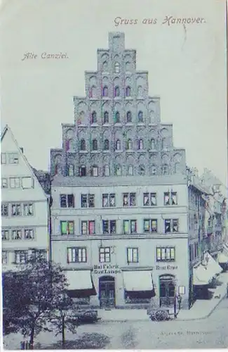 27831 Ak Gruß aus Hannover alte Canzlei Hut Fabrik 1899