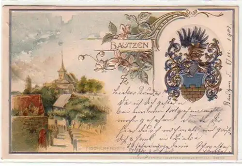 27738 Präge Wappen Ak Lithographie Bautzen 1901
