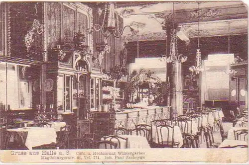 27582 Ak Gruß aus Halle an der Saale Restaurant 1908