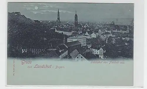 27549 Carte de la Lune Salutation du Landshut en Bavière 1900