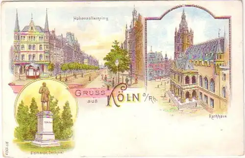 27519 Ak Lithographie Gruss de Cologne am Rhein vers 1900