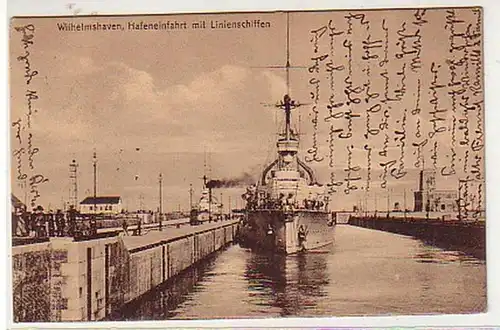 27508 Ak Wilhelmshaven Entrée dans le port par navires réguliers