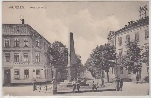27485 Ak Wurzen Wettiner Platz Gasthaus um 1910