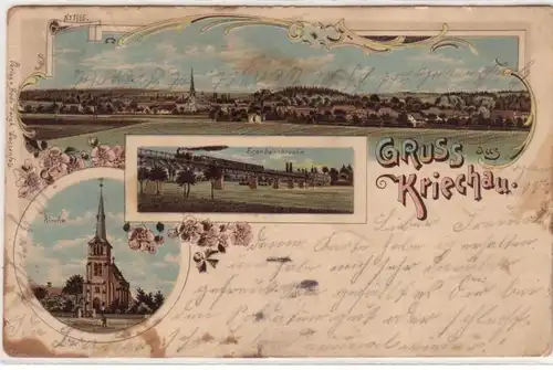27410 Ak Lithographie Gruss aus Krieschau 1904