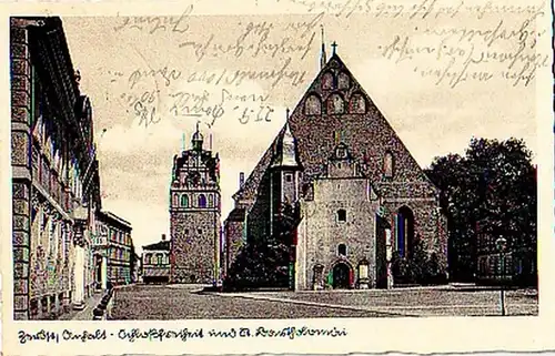 27353 Ak Zerbst Schloßkirche u. St. Bartholomäi 1938