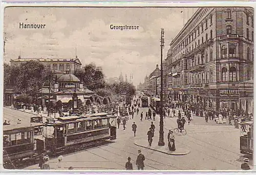 27344 Ak Hannover Georgstraße avec tramways 1910