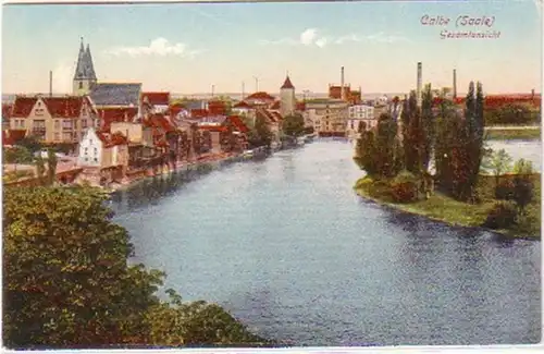 27327 Ak Calbe à la Salle Vue d'ensemble 1934