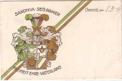 27279 Studentika Ak Chemnitz Saxonia sei's Panier 1919