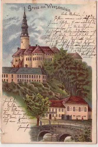 27266 Ak Lithographie Gruß aus Weesenstein 1899
