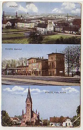 27211 Mehrbild Ak Penzig Bahnhof usw. 1913