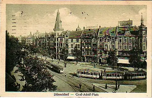 27134 Ak Düsseldorf Graf Adolf Platz 1925