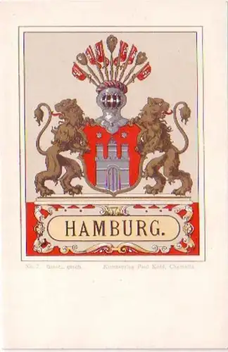 27122 Artiste AK Hambourg Armoiries de la ville vers 1905